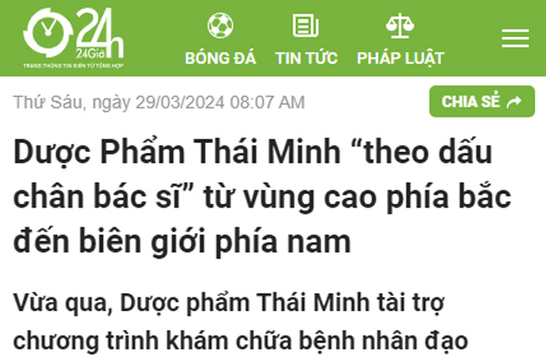 Dược Phẩm Thái Minh “theo dấu chân bác sĩ” từ vùng cao phía bắc đến biên giới phía nam