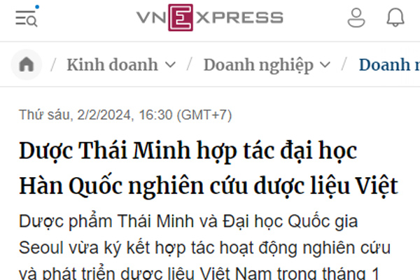 Dược Thái Minh hợp tác đại học Hàn Quốc nghiên cứu dược liệu Việt